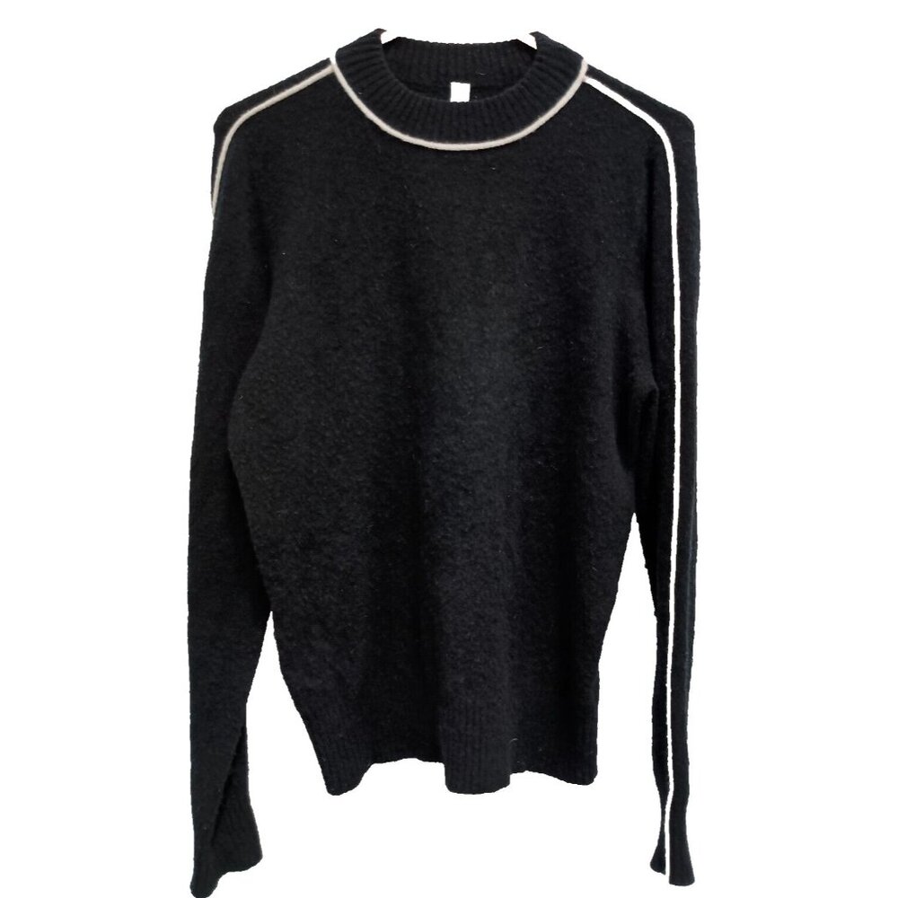Athleta Transit Sweater Womens Small Black Wool Blend Pullover Timeless Capsule
